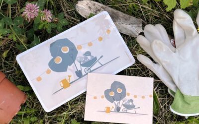 Happy Gardening: Frühstücksbrettchen & Postkarte